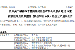 苏宁易购:张近东等近期减持公司6.67%股份