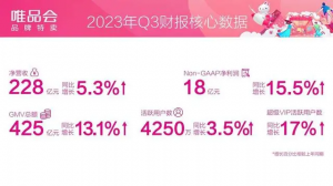 唯品会三季度净营收228亿 Non-GAAP净利润18亿元